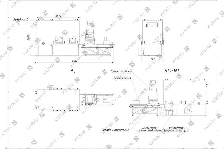 Котел на опилках 0.25 МВт чертеж